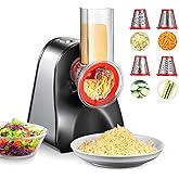 FOHERE Electric Cheese Grater, Electric Grater Shredder with 4 Interchangeable Cones, One Touch Easy Control, Multi Salad Mak