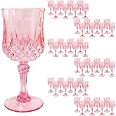 Veiuwa 48 PCS Pink Plastic Wine Glasses,Reusable Plastic Wine Glasses,Pink Goblet Glass,Durable and Sturdy Cups Can Be Used for Various Parties Such as Weddings!