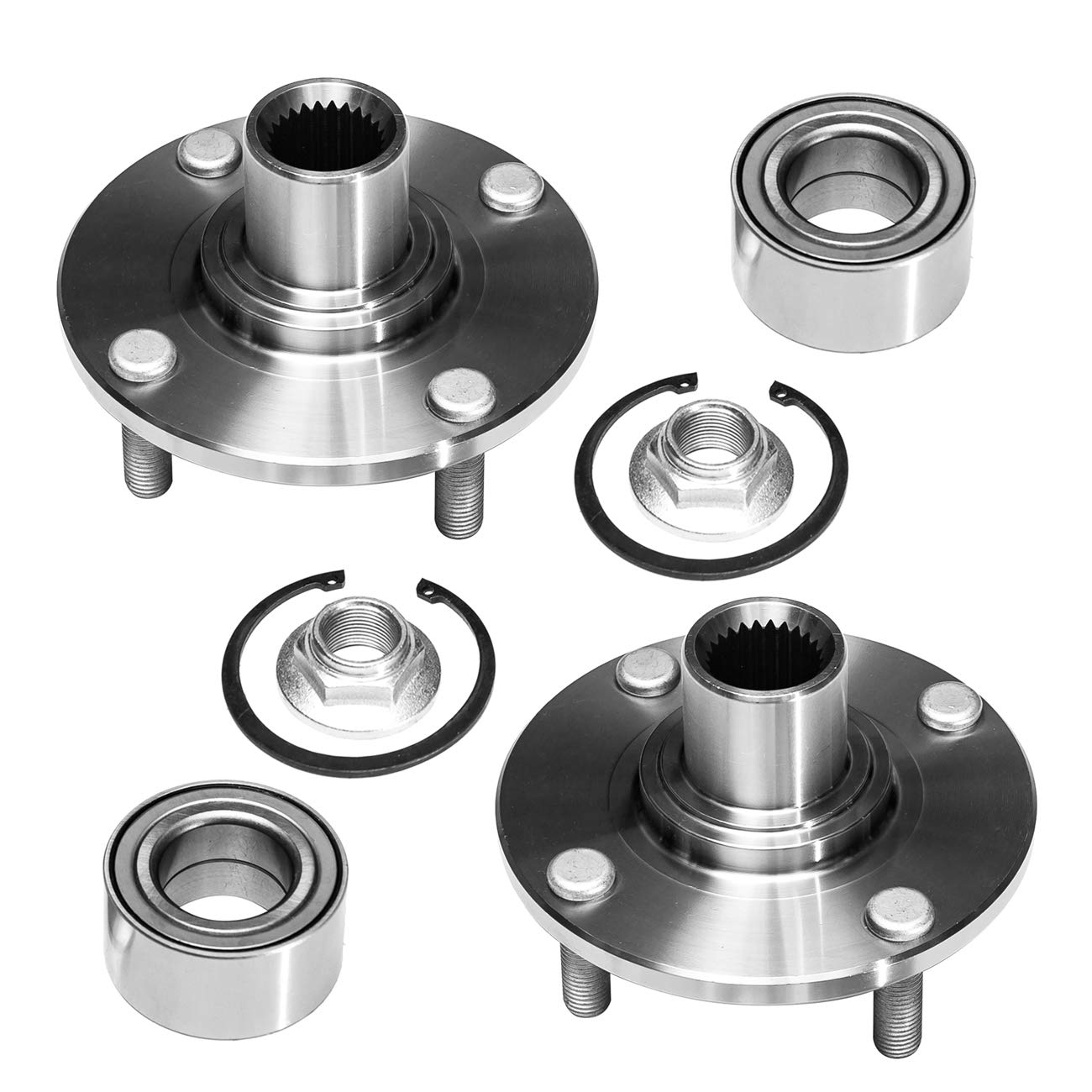 Photo 1 of TUCAREST 518510 x2 Front Wheel Bearing and Hub Compatible with 2000-2003 2004-2007 2008-2011 Fo-rd Focus [Hub Repair Kit; 4 Lug]