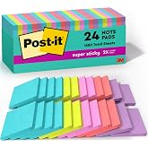 Post-it Super Sticky Notes, 3 x 3 in, Supernova Neons, 24 Pads | School Supplies and Oﬃce Supplies, 2X the Sticking Power
