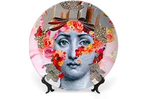 SPDIUV Lina Cavalieri Plate, Wall Decorative Plate, Mysterious Face Plate Wall Hanging Decoration,Including Bracket and Special Spring Hook,J (17),10inch