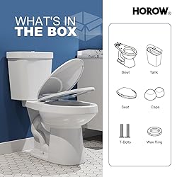 HOROW 17 Inch Tall Toilet, Two-Piece Elongated