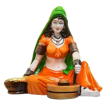 Karigaari Rajasthani Lady Making Chakki Polyresine Showpiece (15.1 cm x 12.4 cm x 11.81 cm)