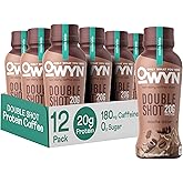 OWYN Only What You Need Double Shot Dairy Free Keto Protein Coffee Shake, Mocha, 0g Sugar, 20g Plant Based Protein, 180mg Caffeine, Gluten & Soy Free, Non-GMO, Vegan (12 Pack, 12 Fl Oz Bottles)
