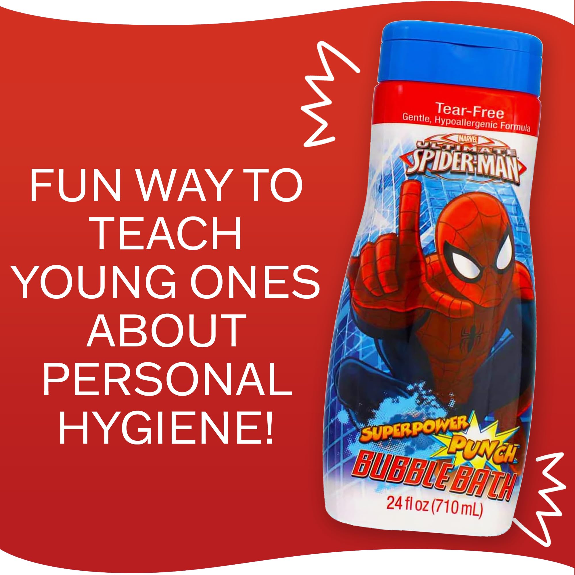 Amazing Spider-Man Bath Time Kids’ Bubble Bath Soap, 24 Fl Ounces, Watermelon Scent