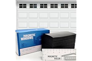 HMMAGNETS Strong & Glossy Magnetic Garage Door Windows - Looks Like Real Window Panels/Faux Panes - Decorative Hardware Kit - Easy to Align & Will Never Fall (Upgraded Magnets) | Fits 2 Car Garage | 32pcs 4"X6