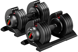 ALTLER Adjustable Dumbbell, 22lb/44lb/52lb Dumbbell Set with Tray for Workout Strength Training Fitness, Adjustable Weight Dial Dumbbell with Anti-Slip Handle and Weight Plate for Home Exercise
