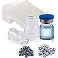 100 Pack 3ml Glass Vials, Clear Glass Headspace Vials with Plastic-Aluminum Flip Off Caps and Rubber Stoppers, 20mm Transpare