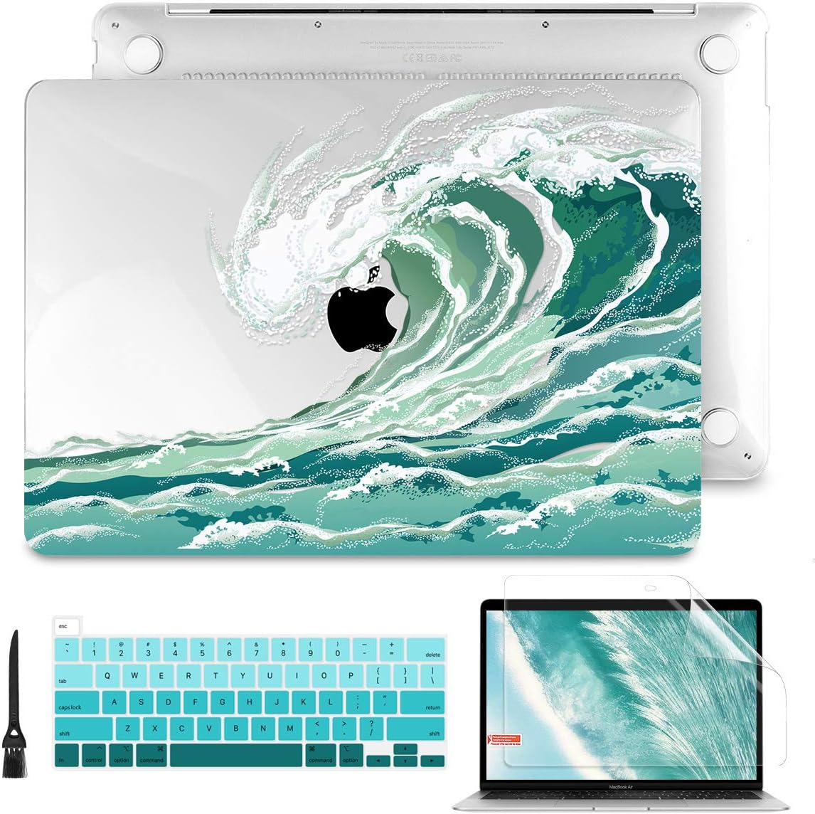 Batianda for MacBook Pro 13 Case 2020 Release Model: A2289/A2251, Plastic Hard Shell Case with Keyboard Cover Screen Protector for Newest MacBook Pro 13" with Touch Bar (Wave)