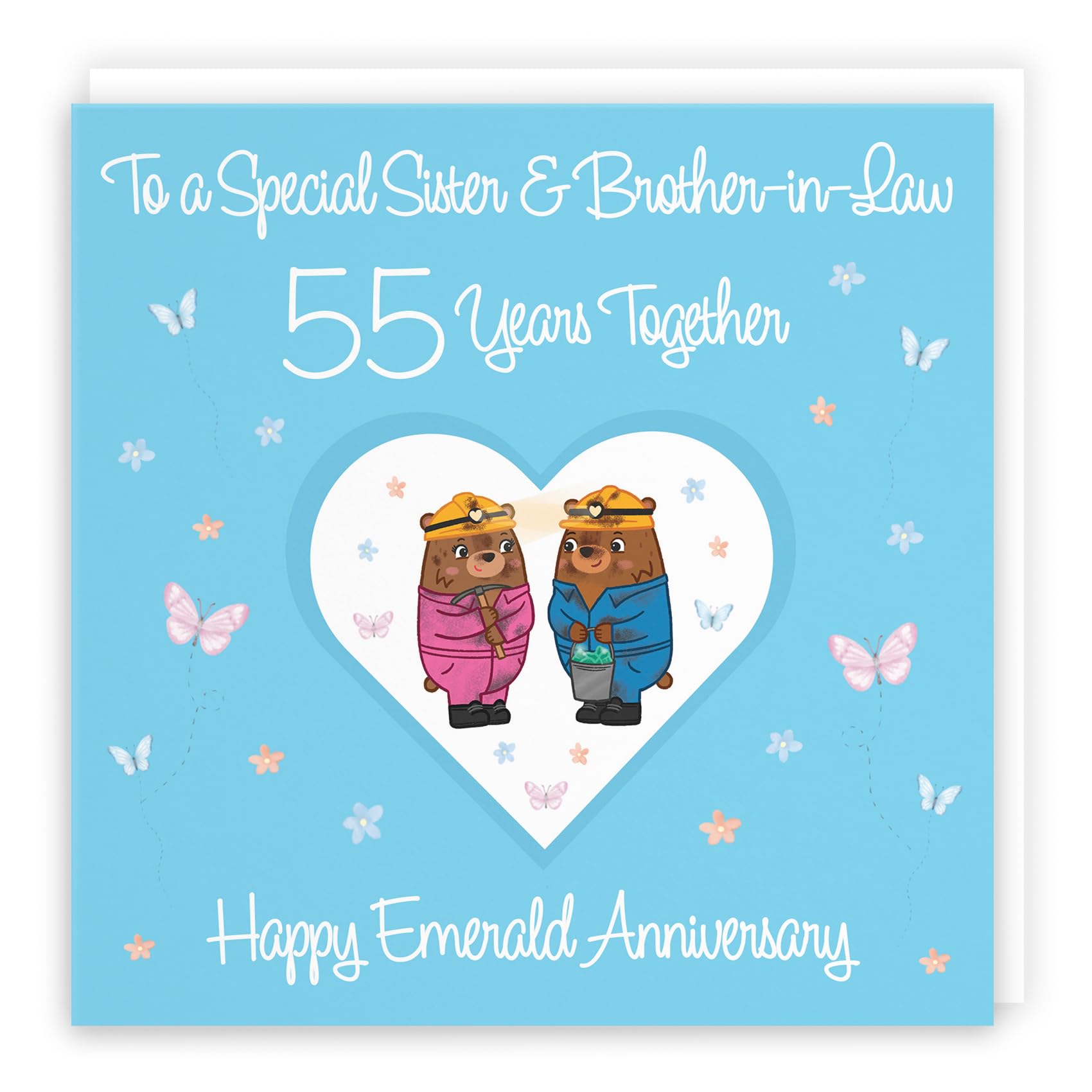 Hunts England - Sister & Brother-in-Law 55th Anniversary Card - 55 Years - Emerald Anniversary - Romantic Meadows - Fun Card - 55th Anniversary Card For Sister And Brother-in-Law — image 1