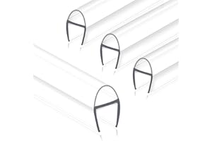 EAISMON Frameless Shower Door Seal Strip 4 Pack x 39 Inch U for 3/8" Thick Glass Shower Door Side Seal Strip Bottom Seal Door Sweep Ultra Clear Polycarbonate, Stop Shower Leaks Create A Water Barrier
