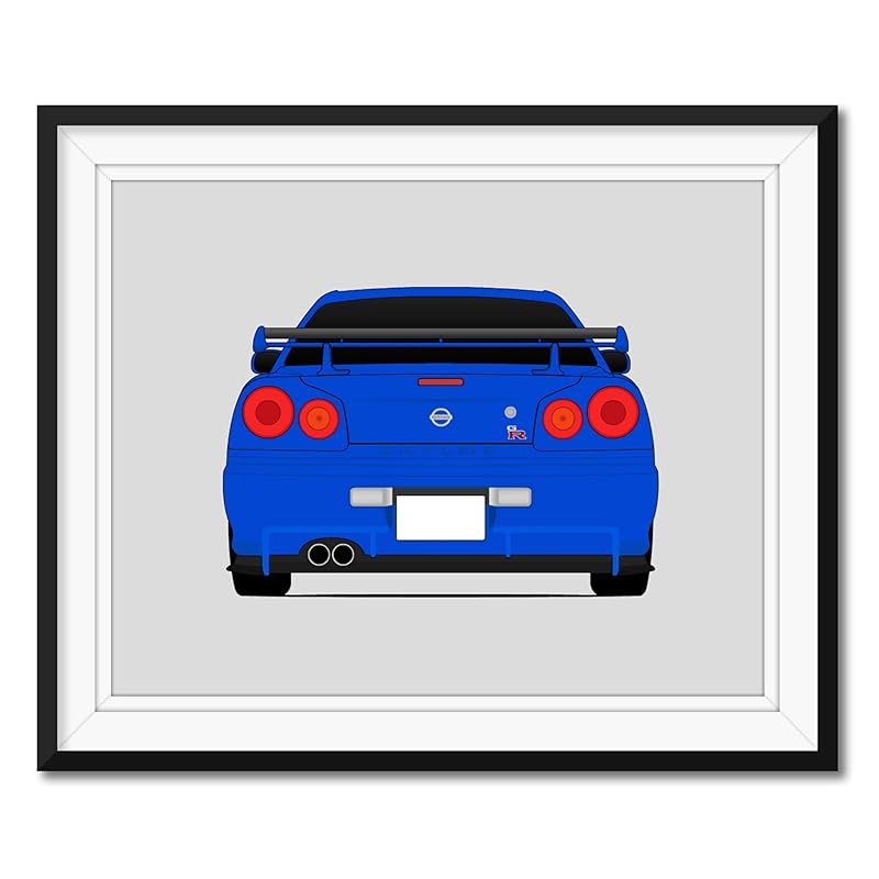 Amazon Com Nissan Skyline R34 Gt R From The Fast And The Furious Inspired Poster Print Wall Art Decor Handmade Brian O Connor Paul Walker Fast And Furious Art Godzilla Nismo V Spec Rear View Handmade