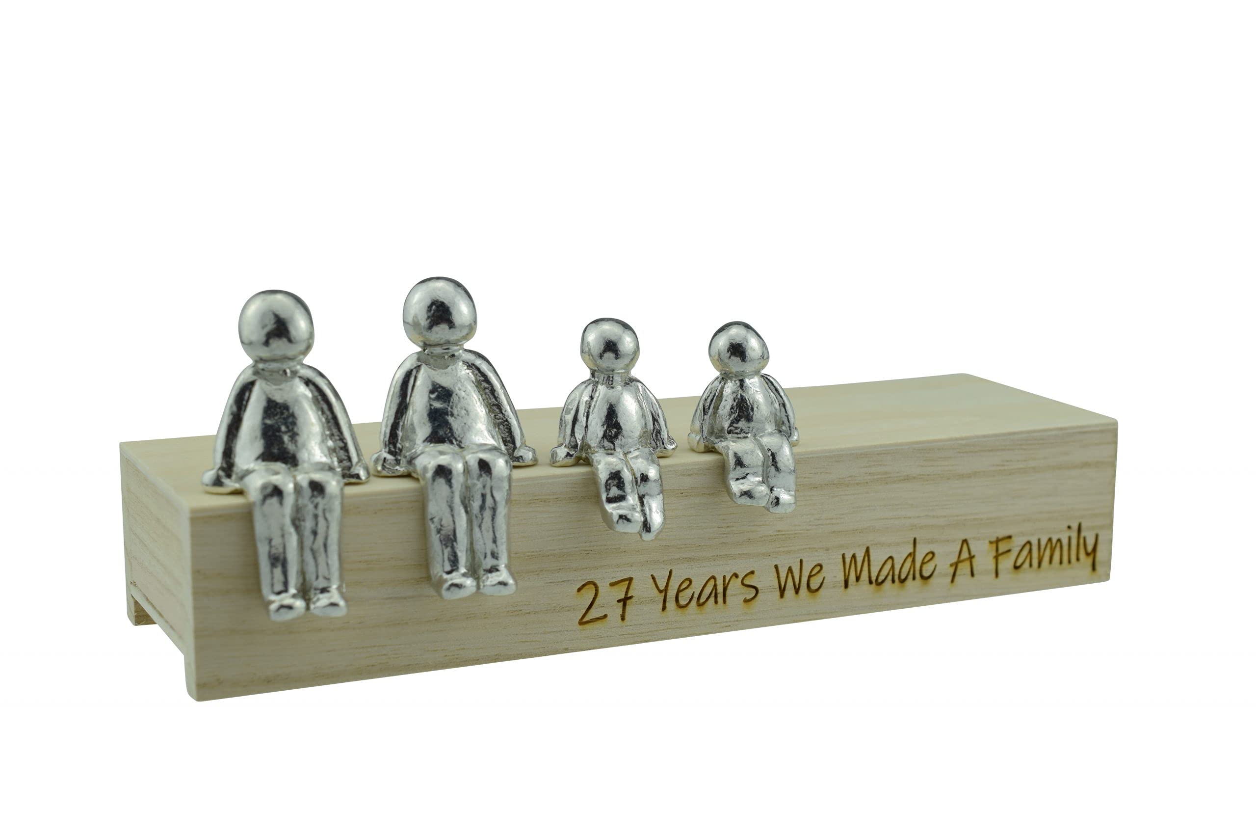 Pirantin 27th Anniversary Idea - 27 Years We Made A Family Metal Ornament - Choose Your Family Combination Box & Woodgrain May Vary(2 children)