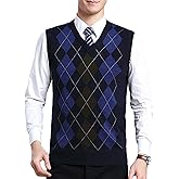 ZUEVI Men's Sweater Vests V-Neck Sleeveless Knitted Pullover Sweaters Relax Fit Classic Striped Vest Knitwear