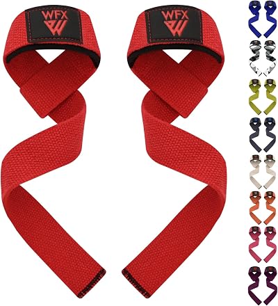 WFX Weight Lifting Straps Wrist Support Padded Neoprene Red