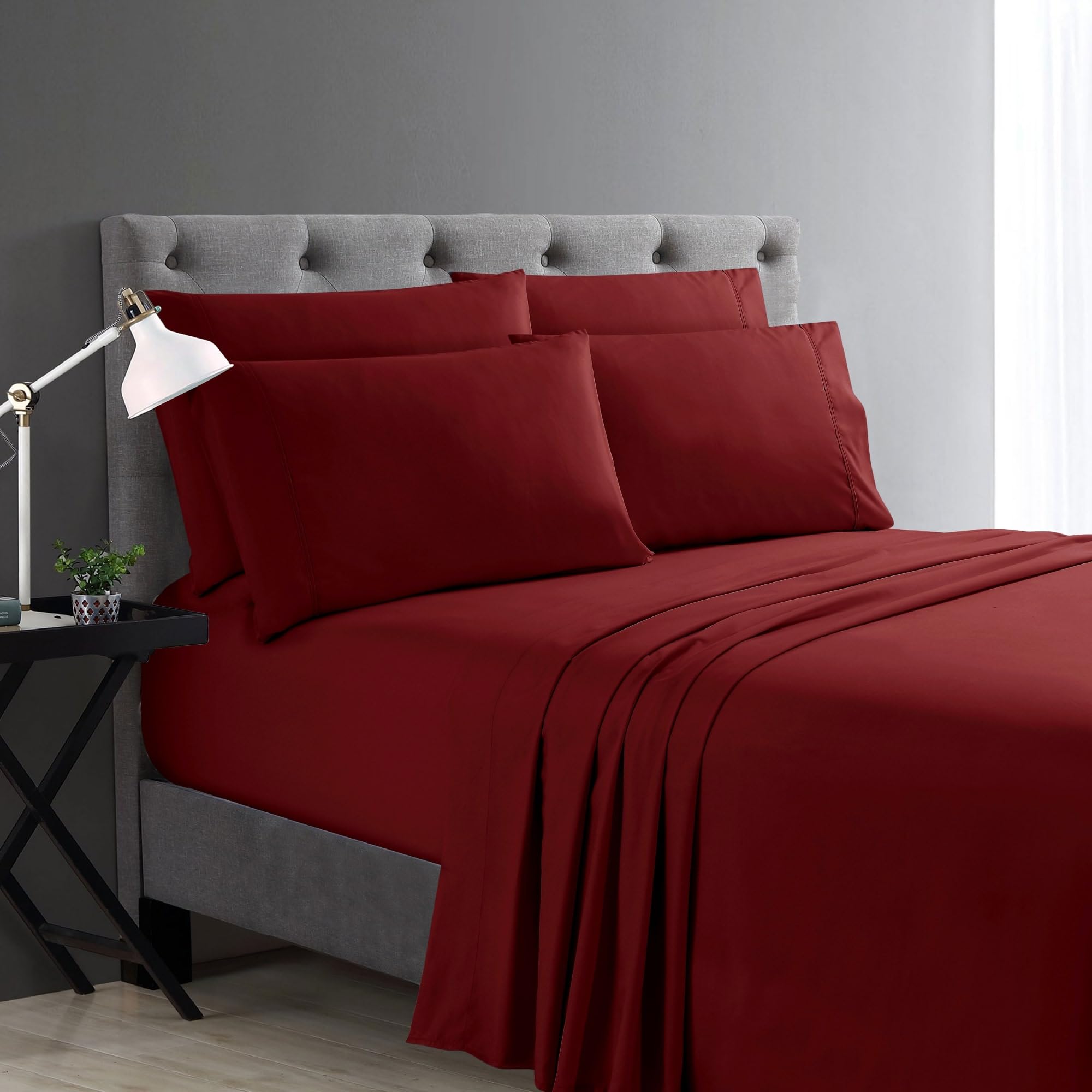 Cathay Home Sheet Set, Burgundy, Twin