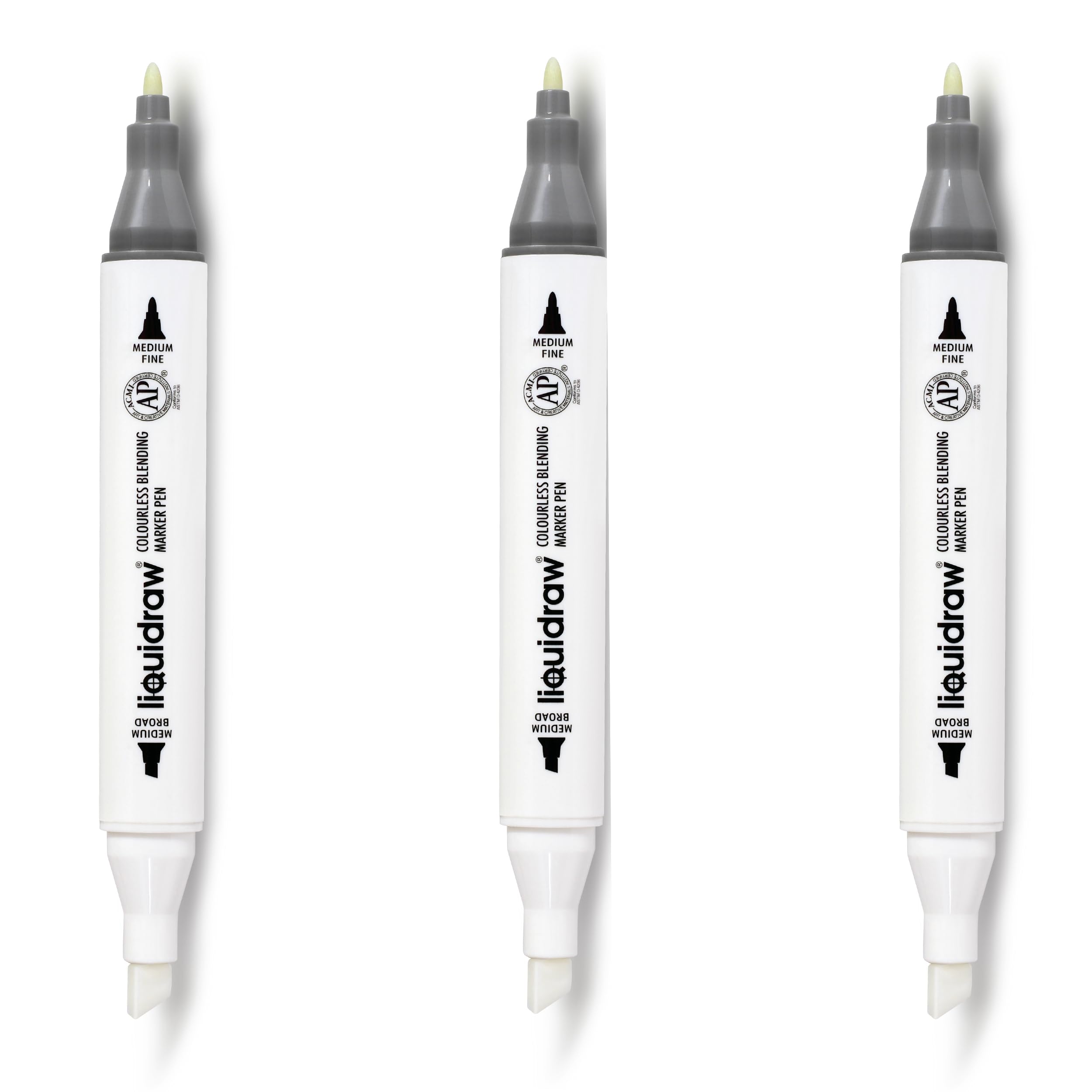 Liquidraw Colourless Blender Marker - Pack of 3 | Acid-Free, Dual Tip, Alcohol-Based Pen | Broad Chisel & Fine Tip | For Fading & Blending Colours | Ideal for Art, Illustration, Sketching, & Drawing