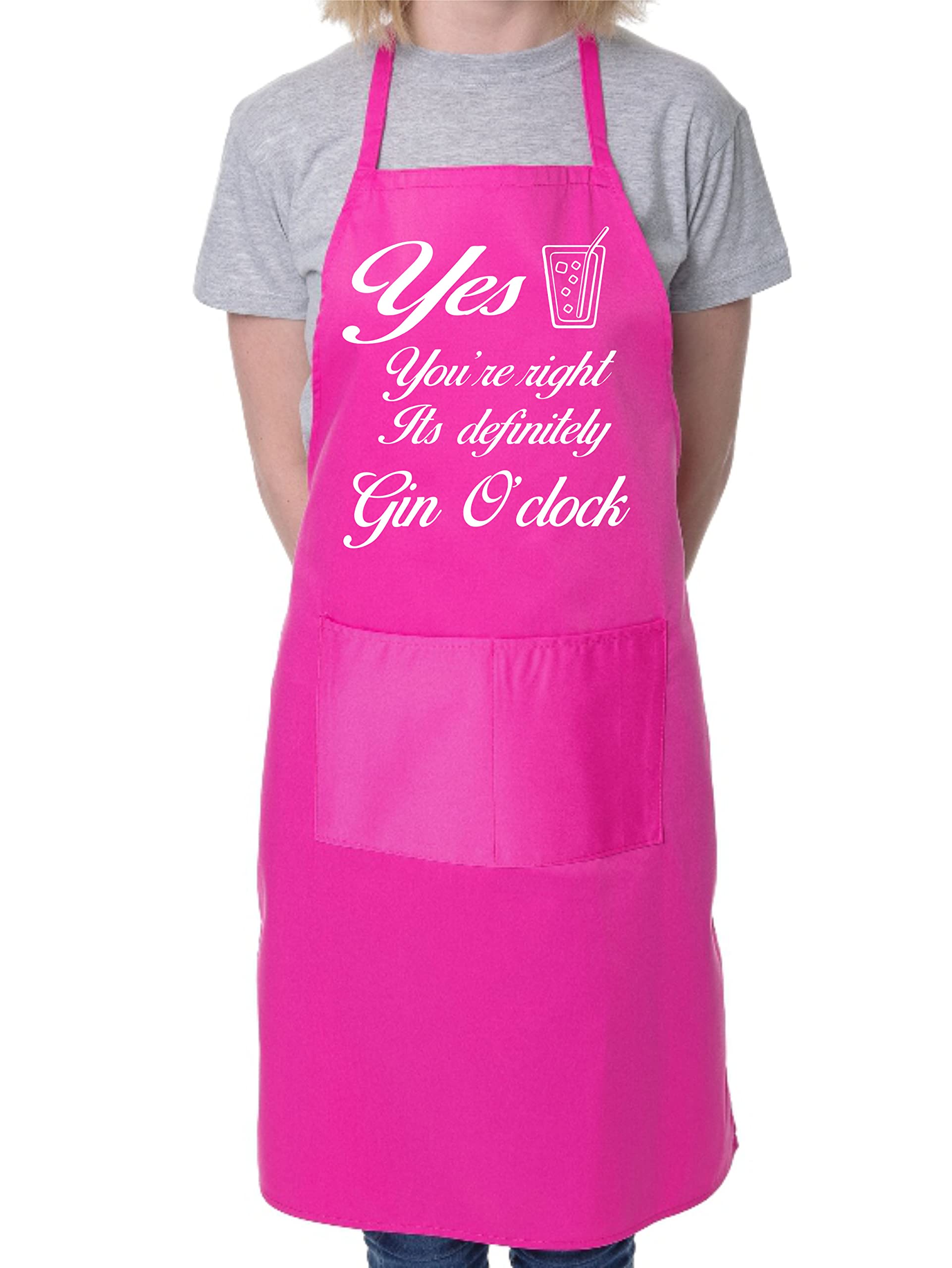 Print4U It's Gin O'Clock Funny Alcohol BBQ Cooking Novelty Apron Pink