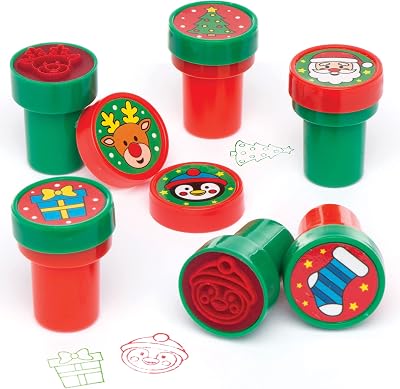 Baker Ross Christmas Self-Inking Stampers Pack of 10 Kids Arts Crafts Assorted