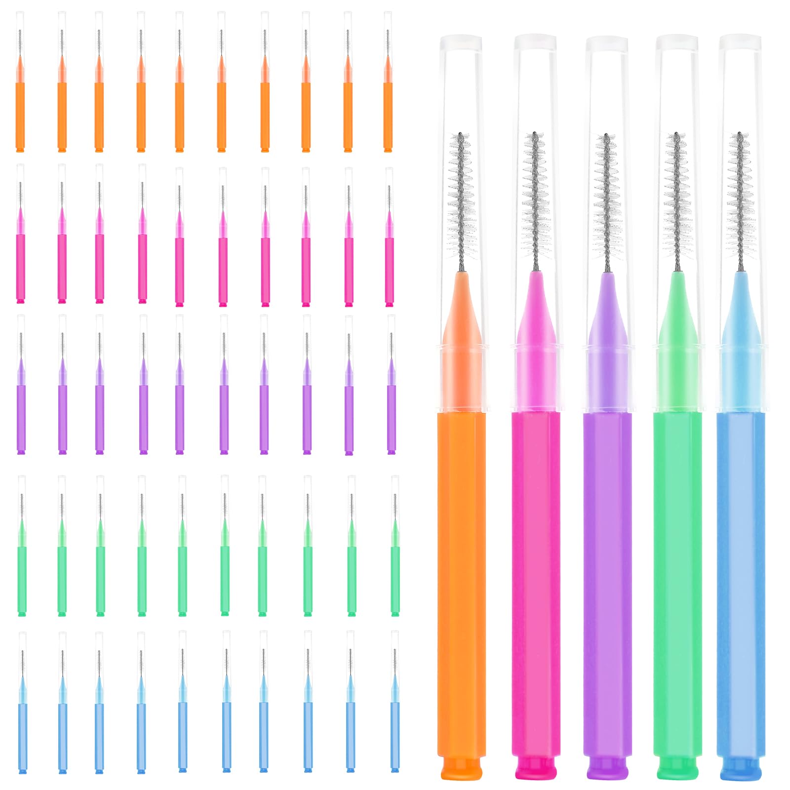 50pcs Braces Brush & Floss Picks Kit - Interdental Cleaning Tool for Teeth with Braces