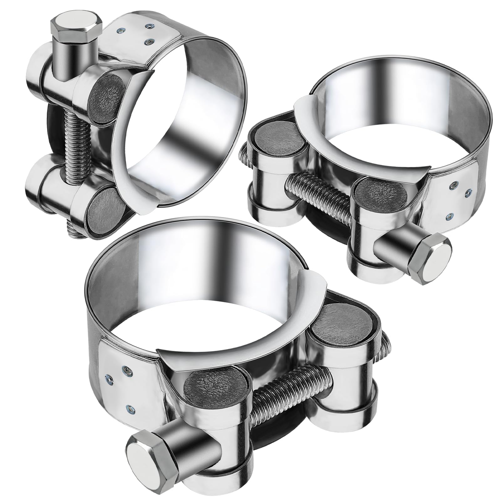 T Bolt Hose Clamps 64-67mm Exhaust Pipe Clamp 3 Pieces Heavy Duty Tube Clamps 304 Stainless Steel Bolt Clip Band Width 22mm for Exhaust Hose Water Pipe Attachment
