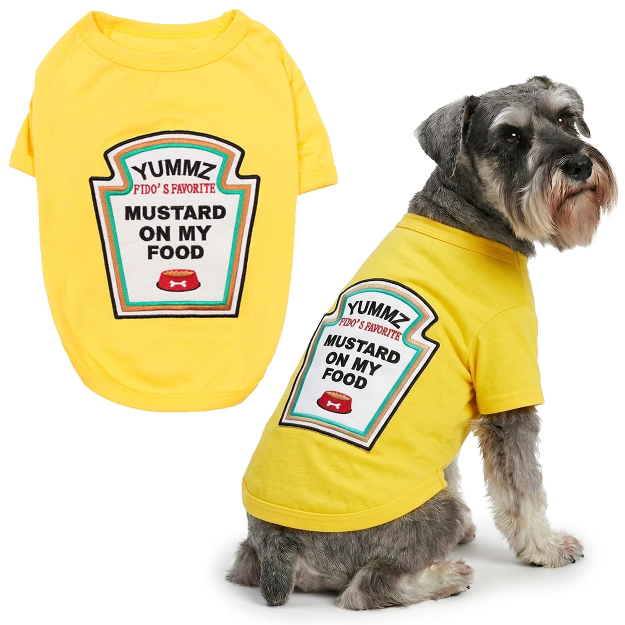 Parisian Pet - Funny Dog Cat Pet Costumes, Shirt Outfits for Halloween - Police, Prisoner, Ketchup, Mustard, Doctor, Firefighter, Sailor, Pirate (Mustard Licker, 2XL)