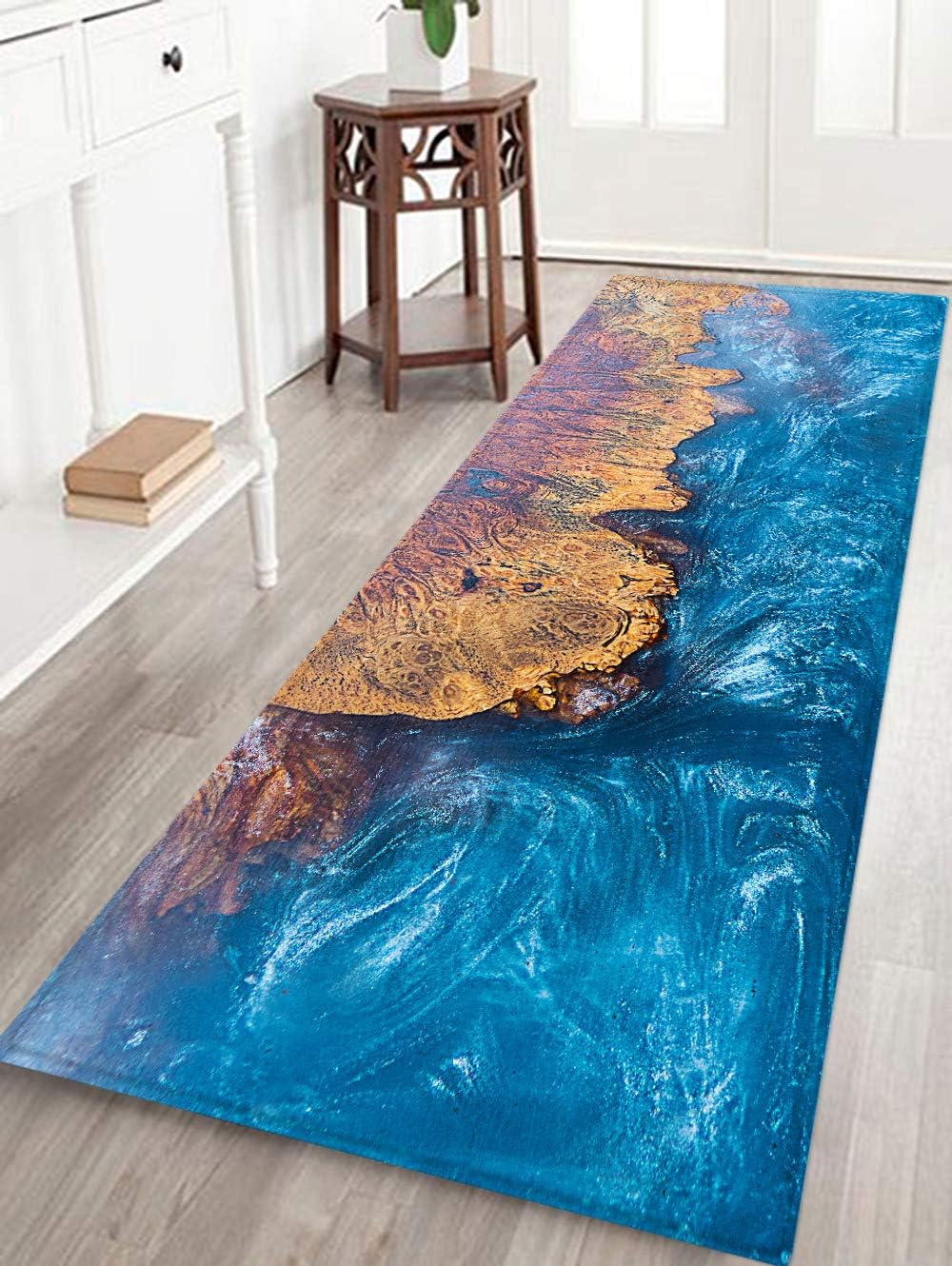 Amazon Com Bathroom Rug Non Slip Flannel Microfiber Bath Mat Area Rug With Water Resistant Rubber Back Anti Slip For Kitchen And Bathroom Kitchen Dining