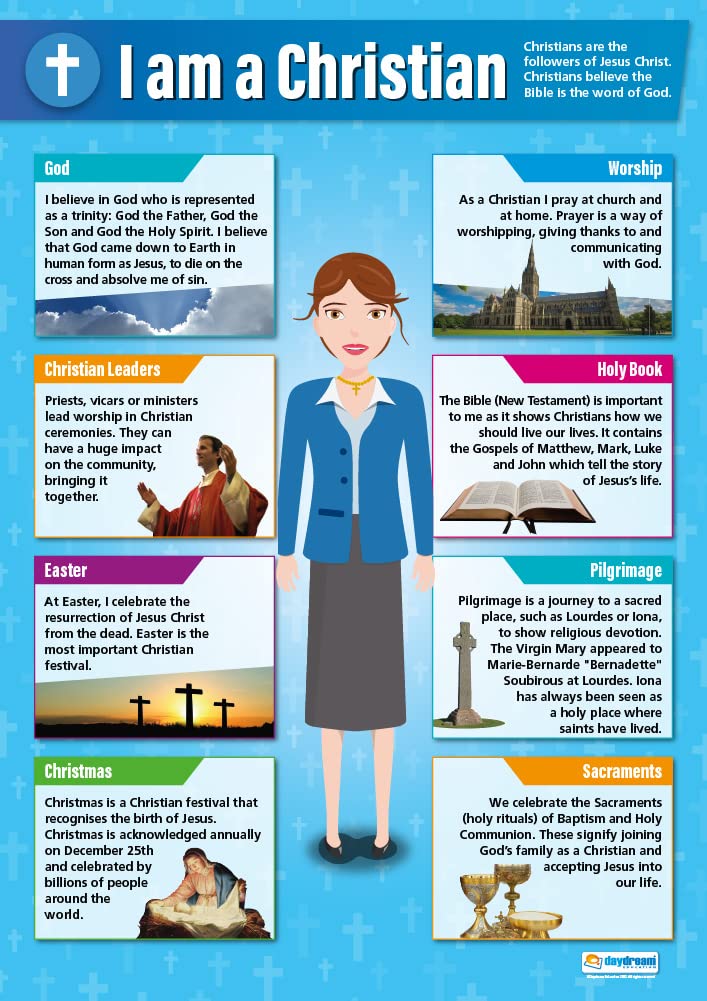 Daydream Education I am a Christian | Religious Education Posters | Gloss Paper measuring 850mm x 594mm (A1) | Religious Studies Charts for the Classroom | Education Charts โ image 1