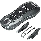 AeroBon 3-Piece Painted Key Fob Cover Compatible with Porsche Key Shell, Key Fob Shell Replacement (MK2, Agate Grey)