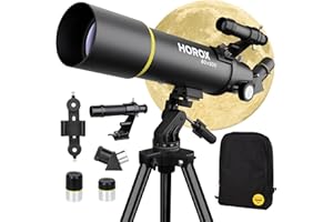 HOROX Telescope 80mm Aperture 500mm Refractor Telescope for Adults, Telescope for Kids Beginners w. Pro Tripod & Phone Adapte