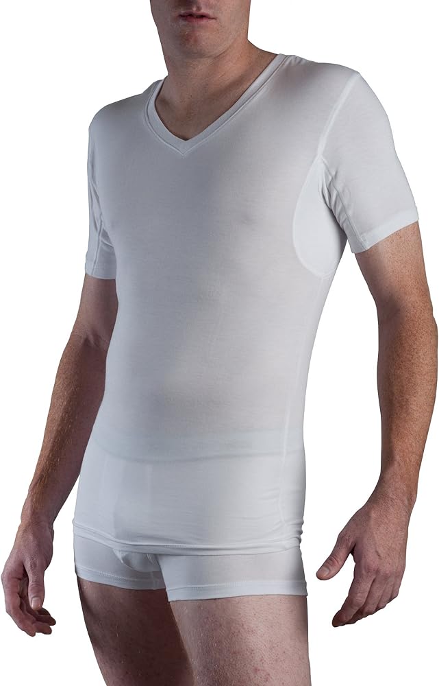 Camiseta de Sweatshield a prueba de sudor hombre:micromodal, cuello en pico, 1 pieza, color blanco Blanco blanco X-Large: Amazon.es: Ropa y accesorios