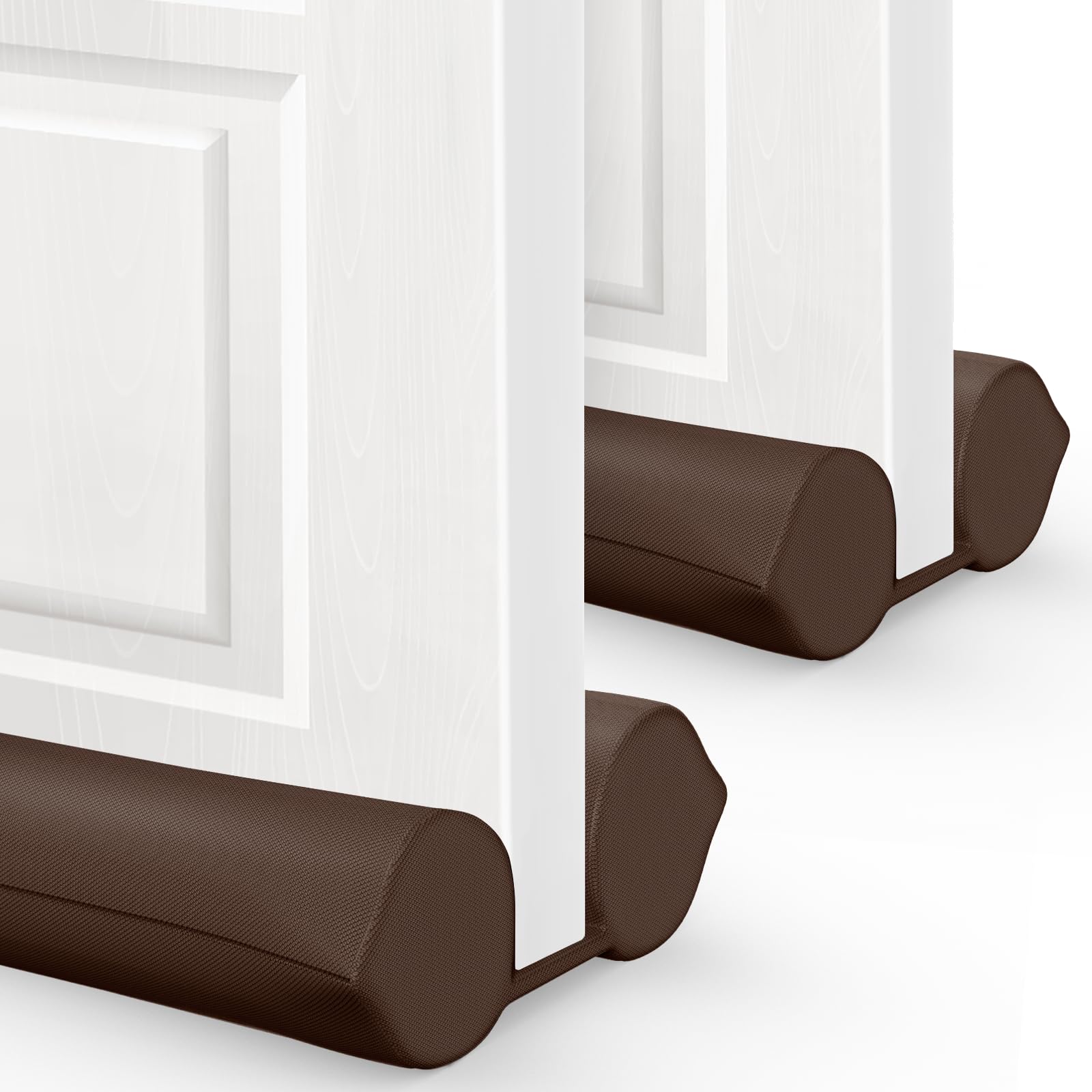 Photo 1 of 2 Pack Under Door Draft Stopper - Bottom Door Gap Filler & Seal - Fits 30” to 36” Door, Block Cold Air, Noise, Sound, Wind, Bugs, Easy to Install, Double Side Block, No Adhesive, Brown