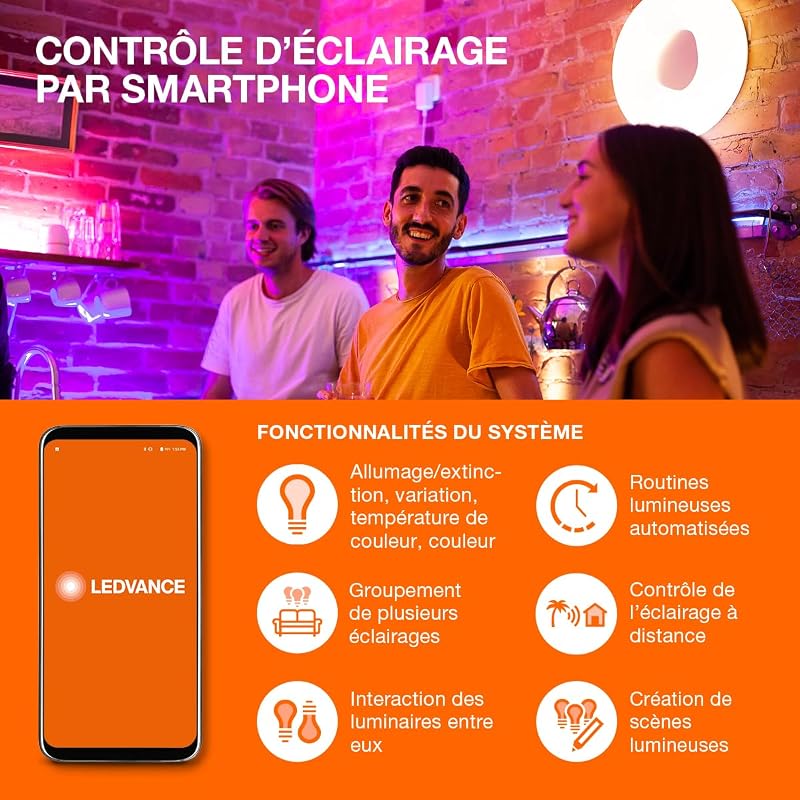 Plafonnier LED intelligent, panneau intérieur avec technologie WiFi, couleur de la lumière variable (3000K-6500K), 800mm x 100mm, compatible avec Google et Alexa, SMART+ WIFI PLANON FRAMELESS
