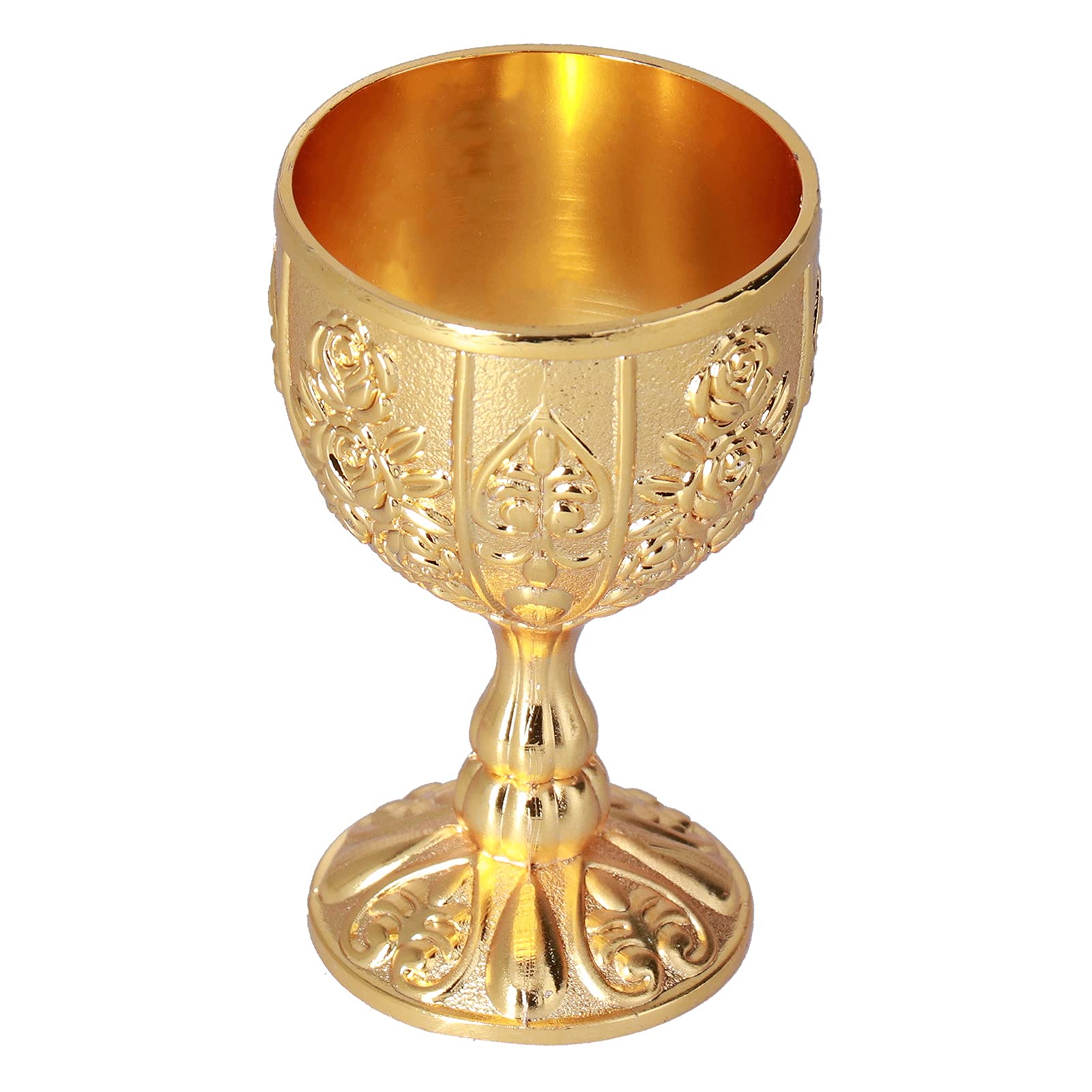 Yosoo 2Pcs Vintage Chalice Goblet 30ML, Golden Metal Embossed Wine Cup, European Retro Small Shot Glass for Home Bar Party Wedding Decoration and Collection