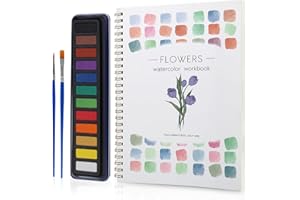 NIVLOP Beginner Watercolor Workbook Kit, Multi Theme with 12-Color Palette & 2 Brushes, Premium Bleed-Resistant Paper Art Set for Teens & Adults, Easy-to-Learn Painting Kit for Creative Exploration & Gifting