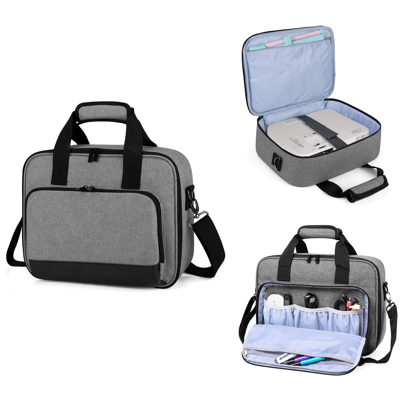 Hosoncovy Projector Carrying Case with Accessories Pockets Projector Travel Bag Projector Storage Bag Projector Organizer Projector Carrier for Epson/BenQ/ViewSonic and Other Brand Projector