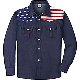 COSLAND Boy's Toddler Pearl Snap Western Button Down Denim Shirt, 4-14 Years