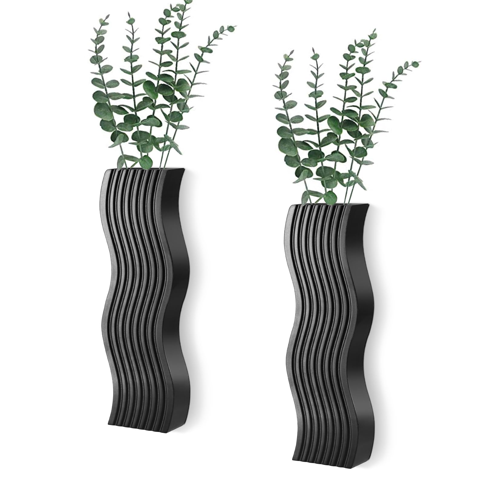 Photo 1 of 2 Pack Wall Decor Wood Wall Planters for Indoor Plants, Modern Wall Planter for Bathroom, Kitchen, Dining Room, Living Room Wall Decor, Farmhouse Wall Vase for Decor Dried Flowers and Faux Greenery