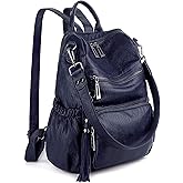 UTO Women Backpack Purse Leather Vegan Ladies Fashion Designer Rucksack Convertible Travel Shoulder Bag with Tassel