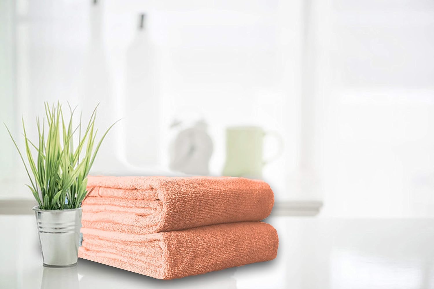 Elvana Home 4 Pack Bath Towel Set 27x54, 100% Ring Spun Cotton, Ultra Soft Highly Absorbent Machine Washable Hotel Spa Quality Bath Towels for Bathroom, 4 Bath Towels Peach: Kitchen & Dining