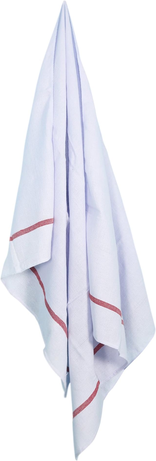Towel Bath Thin Light Easy Care Quick Dry Travel Beach 133cm x 68cm Cotton (White with Red Stripe)