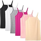 Poroka 6 Pack Girls Tank Top Solid Sleeveless Undershirts Cami Scoop Neck Undershirts Soft Dance Tank Tops for Toddler