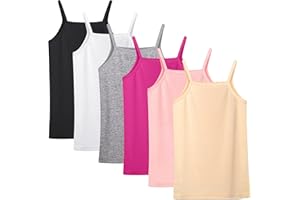 Poroka 6 Pack Girls Tank Top Solid Sleeveless Undershirts Cami Scoop Neck Undershirts Soft Dance Tank Tops for Toddler