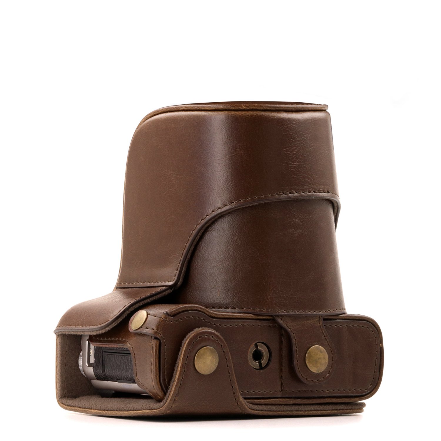 MegaGear MG173 Fujifilm X-A5, X-A3, X-A2, X-A1, X-M1 Ever Ready Leather Camera Case and Strap - Dark Brown