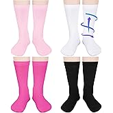 Tisancy 4 Pairs Kids Compression Socks 15-20 mmHg Knee Length Compression Stockings Travel Socks for Kids Childrens