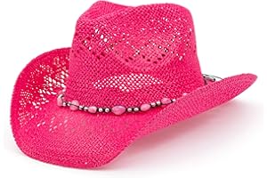 TOVOSO Straw Pink Cowgirl Hat for Women, Shapeable, Spring and Summer Pink Cowboy Hat
