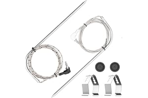 UNIDANHO Meat Probes for Traeger Temperature Probe BAC431 Thermometer Clip Grommets Wood Pellet Smoker Grill Replacement Parts Black & White 3.5mm Plug BBQ Accessories