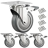 3" Caster Wheels Set of 4 Heavy Duty Plate Casters