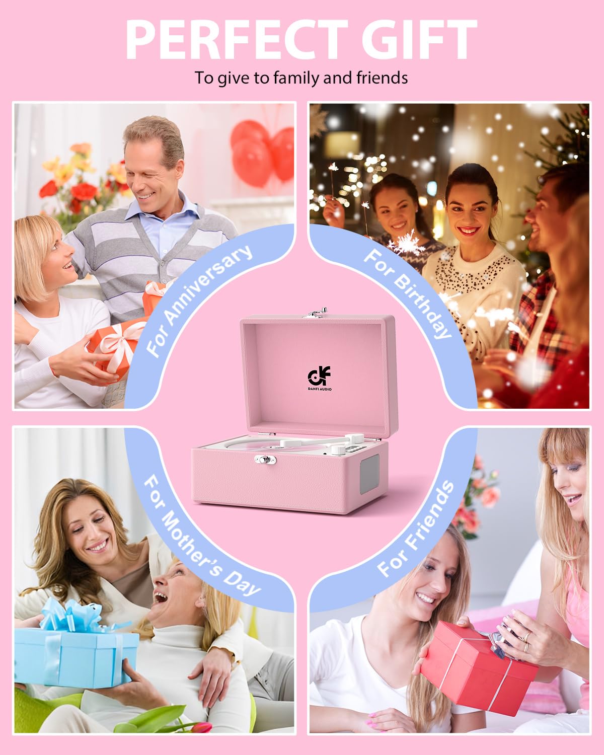 CD Player with Stereo Speakers, Wireless Bluetooth Input/Output Transmission, Rechargeable Battery, LED Screen USB Retro CD Player for Home