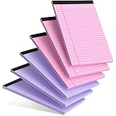 AILZFEI Pink Purple Small Legal Pad 5 x 8 College Ruled Color Legal Pads Paper Notepads 6 Pack Sturdy Back Writing Pads 5 x 8 Note Pads Perforated Narrow Ruled Pads of Paper